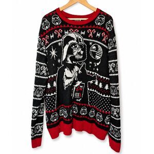 Star Wars Darth Vader Ugly Christmas Sweater 2XL Black Red Holiday Knit
